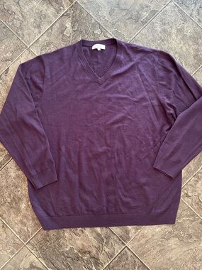 TURNBURY 100% ExtraFine Merino Wool V-Neck Deep Purple Coastal Old Money Sweater